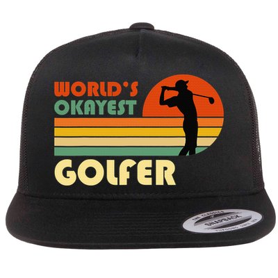 World's Okayest Golfer Funny Golf Retro Flatbill Hat