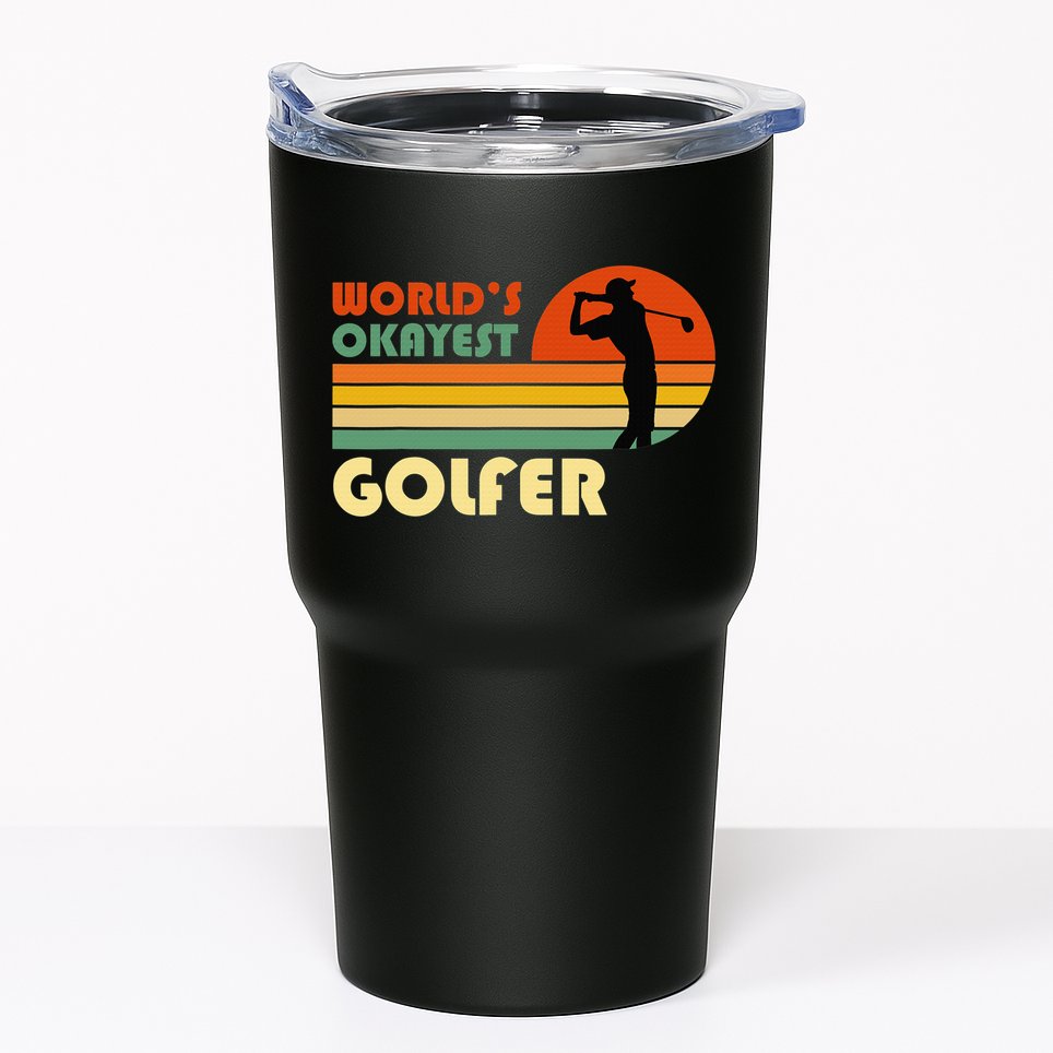 World's Okayest Golfer Funny Golf Retro Tumbler
