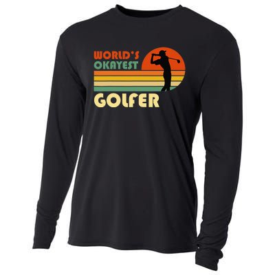 World's Okayest Golfer Funny Golf Retro Cooling Performance Long Sleeve Crew