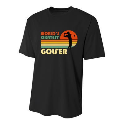 World's Okayest Golfer Funny Golf Retro Youth Performance Sprint T-Shirt