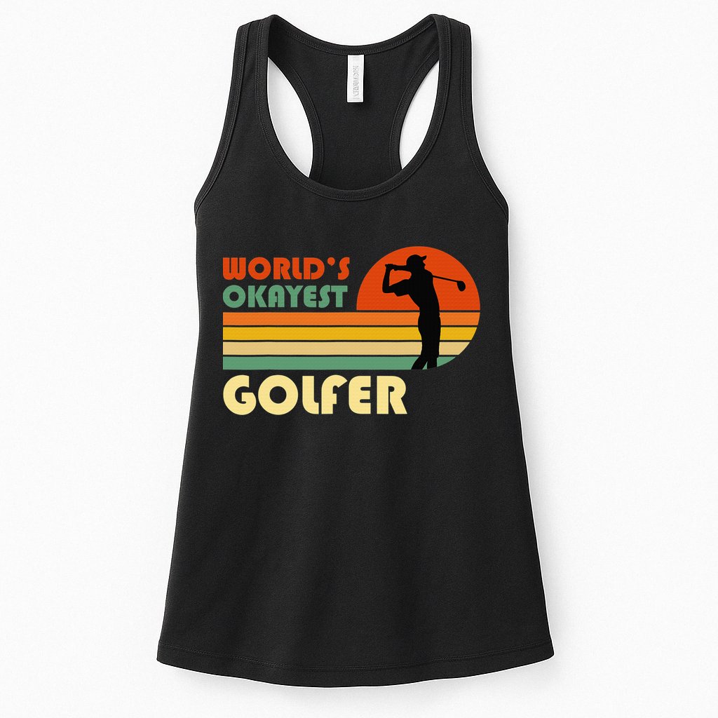 World's Okayest Golfer Funny Golf Retro Womens Tank Top