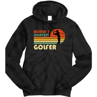 World's Okayest Golfer Funny Golf Retro Tie Dye Hoodie