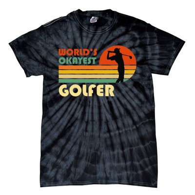 World's Okayest Golfer Funny Golf Retro Tie-Dye T-Shirt