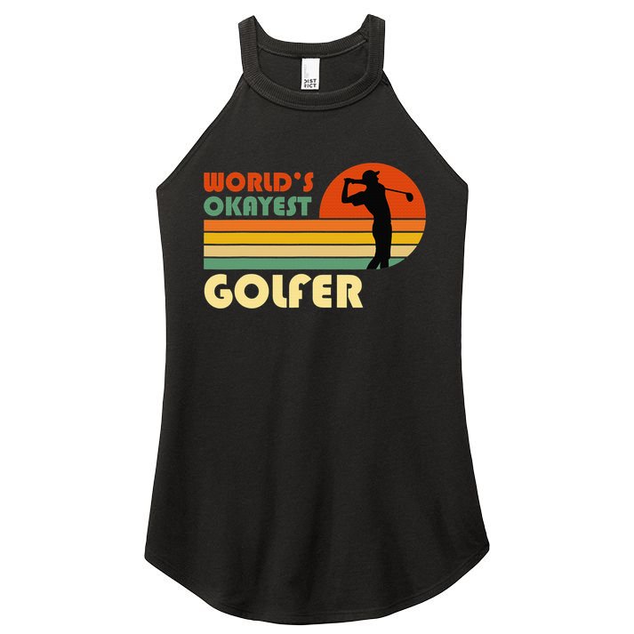 World's Okayest Golfer Funny Golf Retro Women's Perfect Tri Rocker Tank