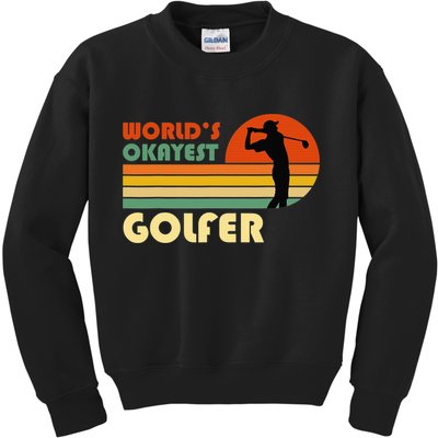 World's Okayest Golfer Funny Golf Retro Kids Sweatshirt