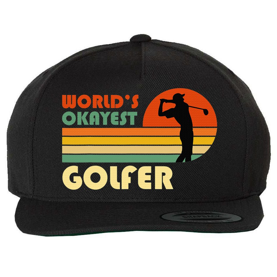 World's Okayest Golfer Funny Golf Retro Wool Snapback Cap