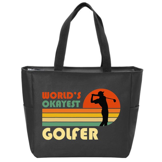 World's Okayest Golfer Funny Golf Retro Zip Tote Bag