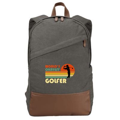 World's Okayest Golfer Funny Golf Retro Cotton Canvas Backpack