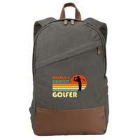 World's Okayest Golfer Funny Golf Retro Cotton Canvas Backpack