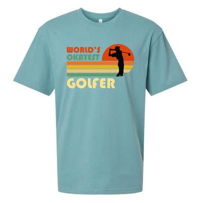 World's Okayest Golfer Funny Golf Retro Sueded Cloud Jersey T-Shirt