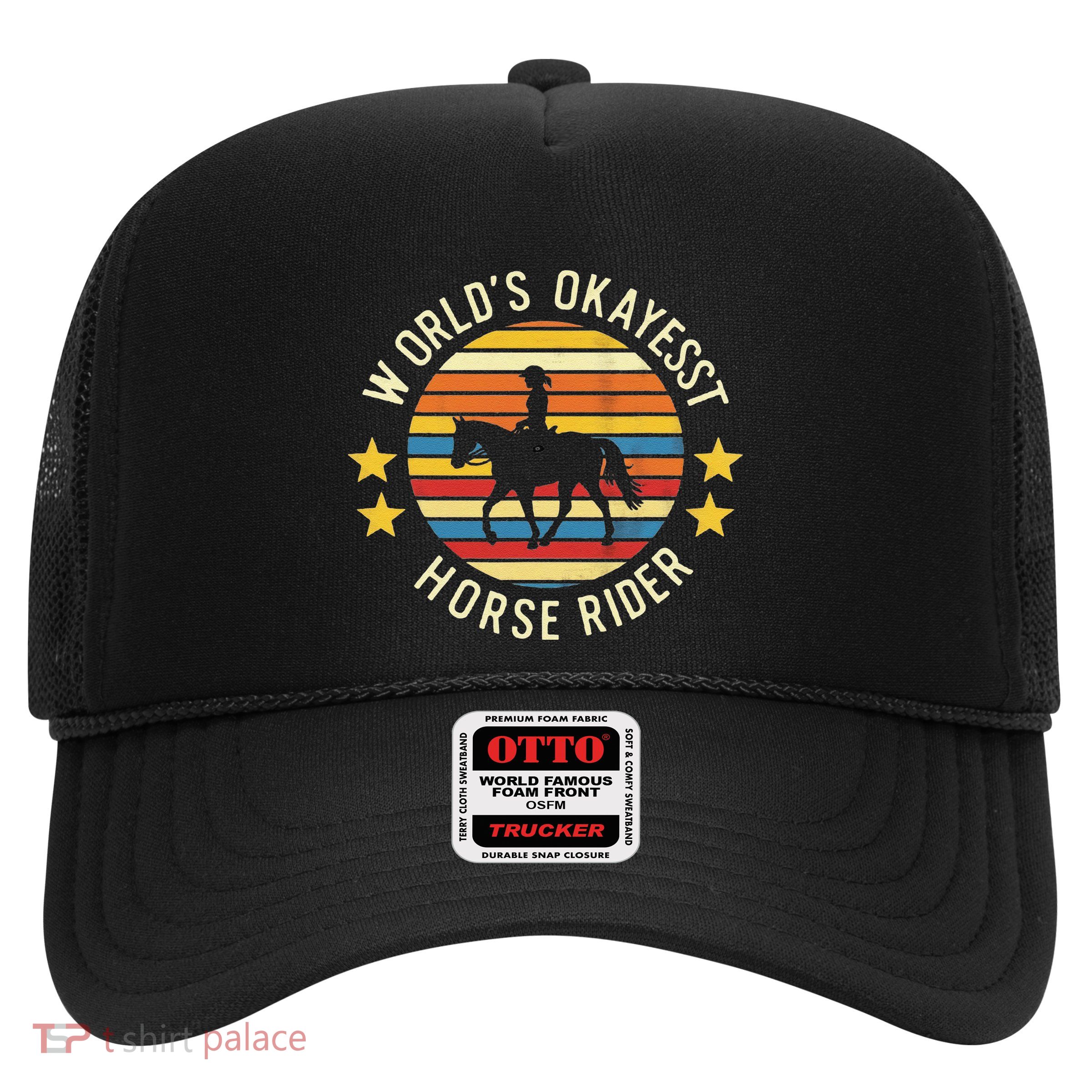 WorldS Okayest Horse Rider Cool Retro Equestrian Sport Trucker Hat