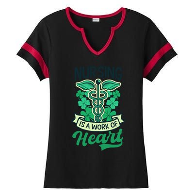 Work Of Heart Design St Patricks Nurse Gift Ladies Halftime Notch Neck Tee