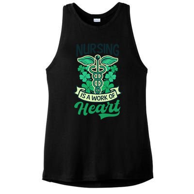 Work Of Heart Design St Patricks Nurse Gift Ladies PosiCharge Tri-Blend Wicking Tank