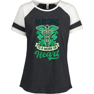 Work Of Heart Design St Patricks Nurse Gift Enza Ladies Jersey Colorblock Tee