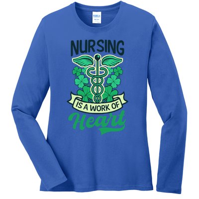 Work Of Heart Design St Patricks Nurse Gift Ladies Long Sleeve Shirt