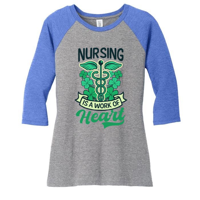 Work Of Heart Design St Patricks Nurse Gift Women's Tri-Blend 3/4-Sleeve Raglan Shirt