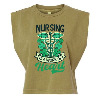 Work Of Heart Design St Patricks Nurse Gift Garment-Dyed Women's Muscle Tee