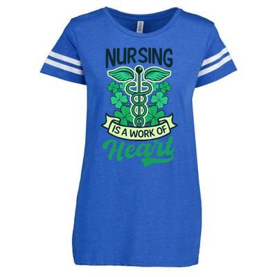 Work Of Heart Design St Patricks Nurse Gift Enza Ladies Jersey Football T-Shirt