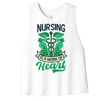 Work Of Heart Design St Patricks Nurse Gift Women's Racerback Cropped Tank