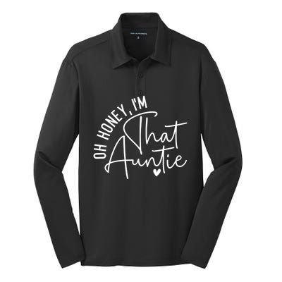 Wo Oh Honey Im That Auntie Heart Cute Aunt To Be Gift Silk Touch Performance Long Sleeve Polo