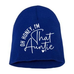 Wo Oh Honey Im That Auntie Heart Cute Aunt To Be Gift Short Acrylic Beanie