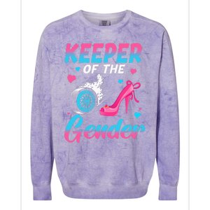 Wheels Or Heels Keeper Of The Gender Baby Reveal Party Colorblast Crewneck Sweatshirt