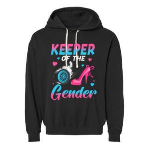 Wheels Or Heels Keeper Of The Gender Baby Reveal Party Garment-Dyed Fleece Hoodie