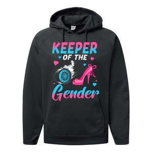 Wheels Or Heels Keeper Of The Gender Baby Reveal Party Performance Fleece Hoodie