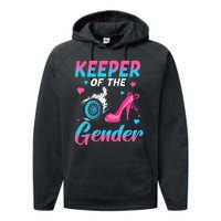 Wheels Or Heels Keeper Of The Gender Baby Reveal Party Performance Fleece Hoodie