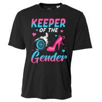 Wheels Or Heels Keeper Of The Gender Baby Reveal Party Cooling Performance Crew T-Shirt