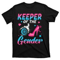 Wheels Or Heels Keeper Of The Gender Baby Reveal Party T-Shirt