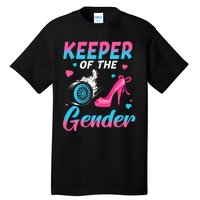 Wheels Or Heels Keeper Of The Gender Baby Reveal Party Tall T-Shirt