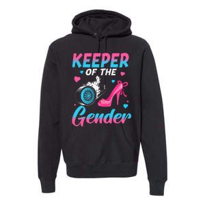 Wheels Or Heels Keeper Of The Gender Baby Reveal Party Premium Hoodie