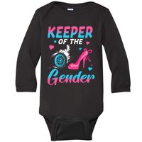 Wheels Or Heels Keeper Of The Gender Baby Reveal Party Baby Long Sleeve Bodysuit