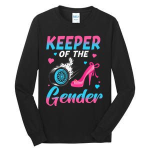 Wheels Or Heels Keeper Of The Gender Baby Reveal Party Tall Long Sleeve T-Shirt