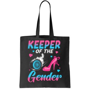 Wheels Or Heels Keeper Of The Gender Baby Reveal Party Tote Bag