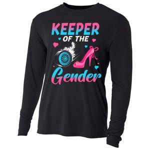 Wheels Or Heels Keeper Of The Gender Baby Reveal Party Cooling Performance Long Sleeve Crew