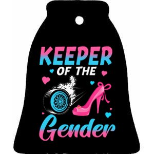 Wheels Or Heels Keeper Of The Gender Baby Reveal Party Ceramic Bell Ornament