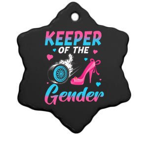 Wheels Or Heels Keeper Of The Gender Baby Reveal Party Ceramic Star Ornament