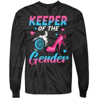 Wheels Or Heels Keeper Of The Gender Baby Reveal Party Tie-Dye Long Sleeve Shirt