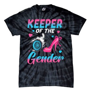 Wheels Or Heels Keeper Of The Gender Baby Reveal Party Tie-Dye T-Shirt