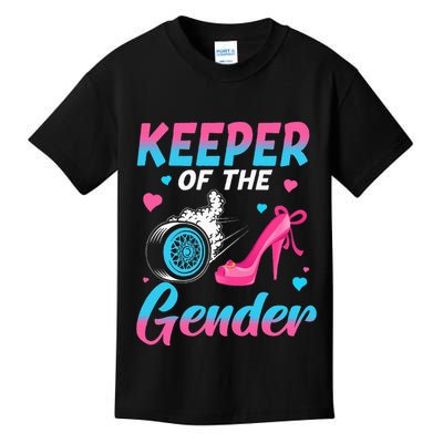 Wheels Or Heels Keeper Of The Gender Baby Reveal Party Kids T-Shirt