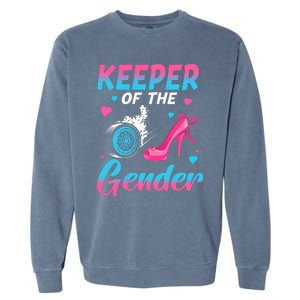 Wheels Or Heels Keeper Of The Gender Baby Reveal Party Garment-Dyed Sweatshirt