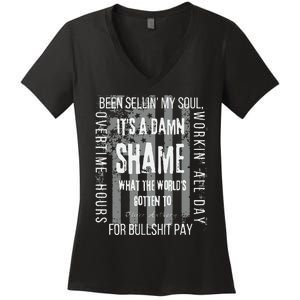 Working Overtime Hours For Bullshit Pay I Wanna Go Home Oliver Anthony Women's V-Neck T-Shirt