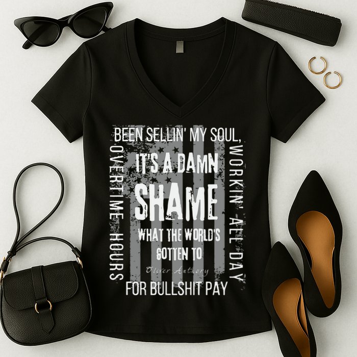 Working Overtime Hours For Bullshit Pay I Wanna Go Home Oliver Anthony Women's V-Neck T-Shirt