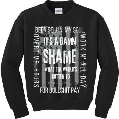 Working Overtime Hours For Bullshit Pay I Wanna Go Home Oliver Anthony Kids Sweatshirt