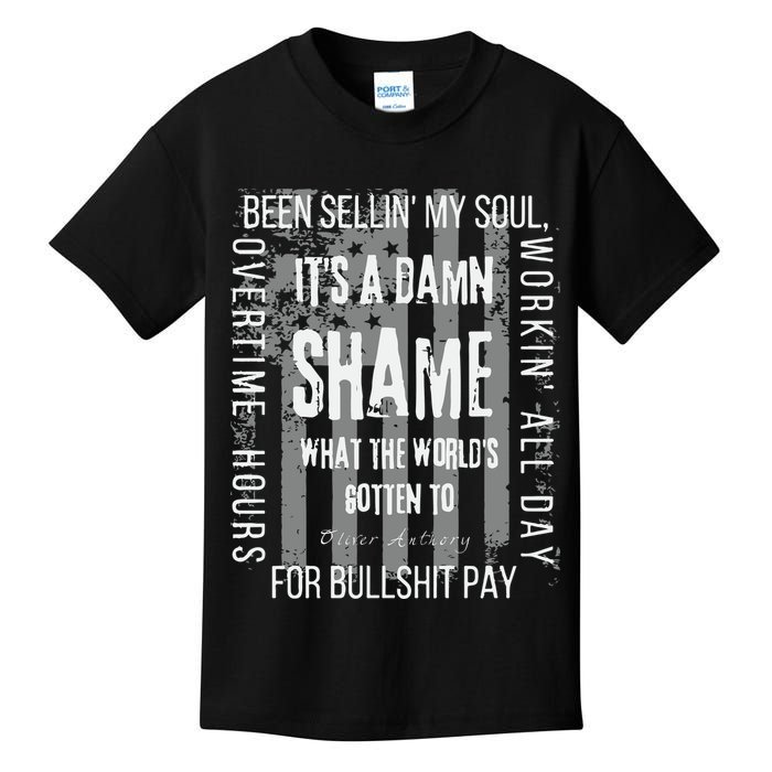 Working Overtime Hours For Bullshit Pay I Wanna Go Home Oliver Anthony Kids T-Shirt