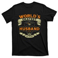 WorldS Okayest Husband Funny Vintage Label Sarcastic T-Shirt