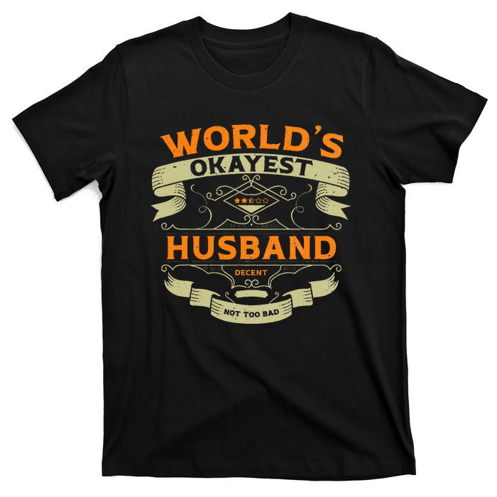 WorldS Okayest Husband Funny Vintage Label Sarcastic T-Shirt