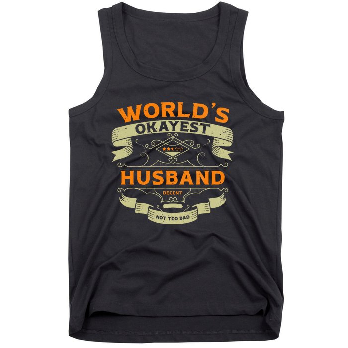 WorldS Okayest Husband Funny Vintage Label Sarcastic Tank Top